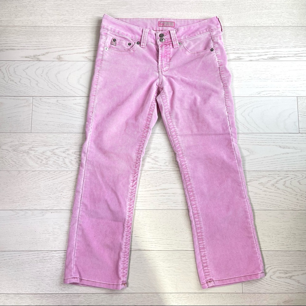 Vintage 90s Y2K LEI Pastel Bubblegum Pink Corduroy Straight Leg Casual Pants